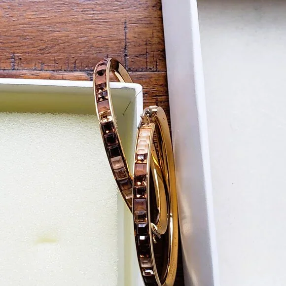 RARE Atelier Swarovski x Viktor & Rolf | "Frozen" Rose Gold Hoops - Picture 10 of 17